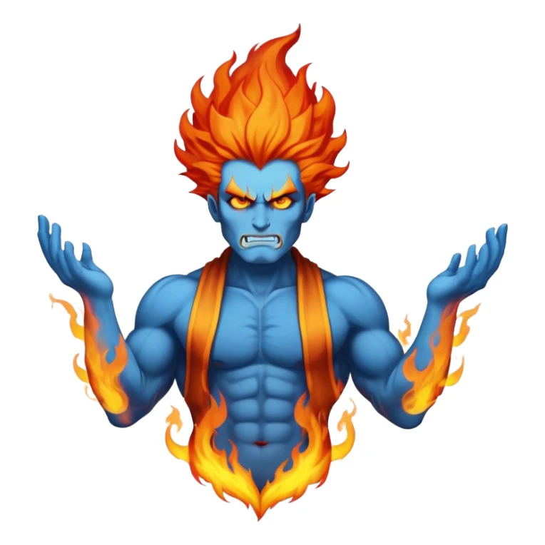 Hades blue god with flaming hair sticker