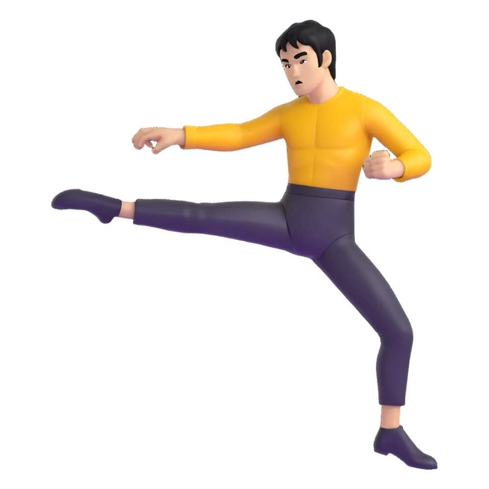 Bruce Lee performing his famous one-inch punch martial arts move sticker