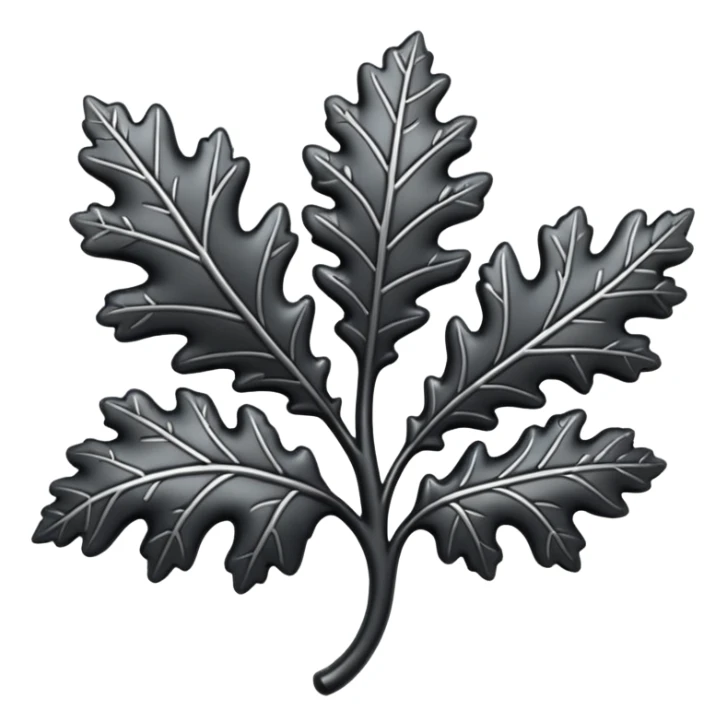 Black and silver filigree Oak leaf, 3D, extremely detailed design sticker
