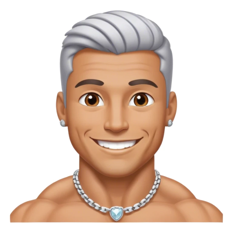 smiling muscular man with  silver jewelry sticker