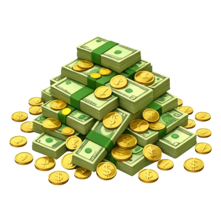 It's an image of money such as coins and bills, but there's only one or two neatly sticker