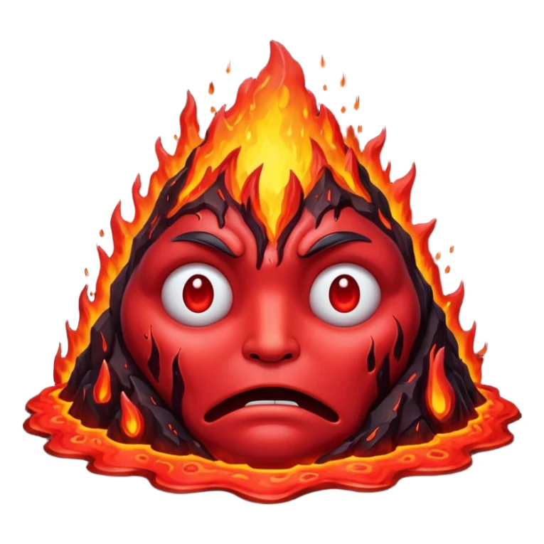 Create a volcano with its eyes tightly shut red face sticker