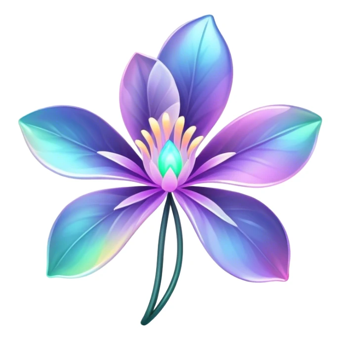 Dark Pastel iridescent transparent glossy bio-luminescent flower sticker