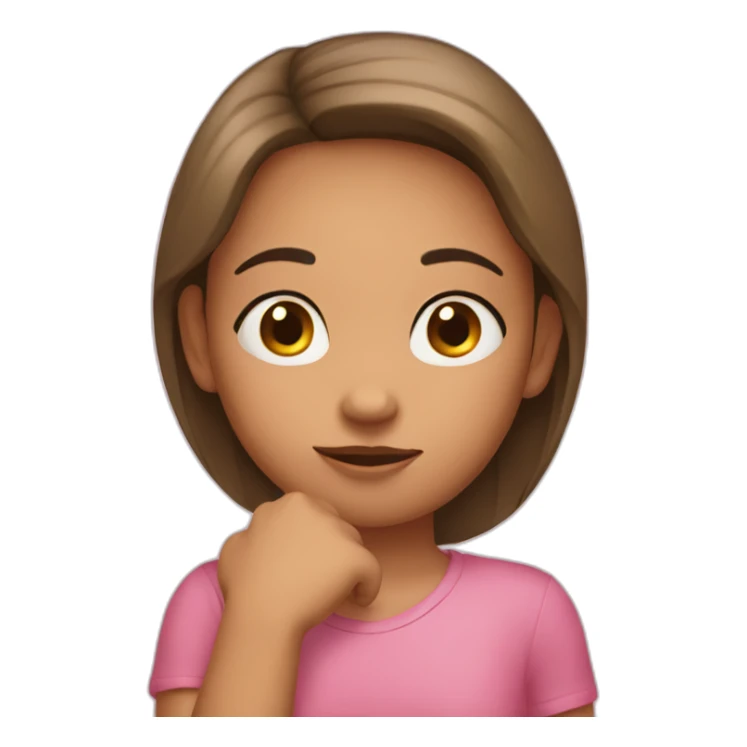 a girl where she put her both hand under her chin sticker