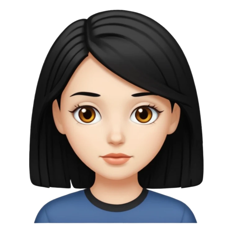 White girl with Black medium length hair sticker