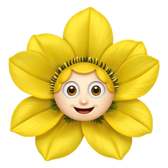 five leaved yellow anemone eyes mouth sticker