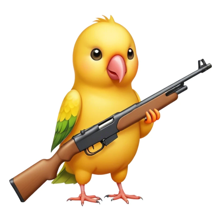 Yellow Lovebird shooting a rifle standing  sticker