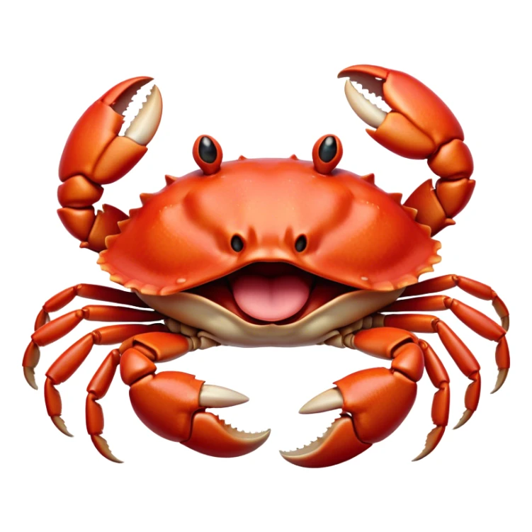 Cinematic Realistic Cute Yawning Crab Portrait Emoji, Head tilted slightly with a dramatic, wide-open yawn, showcasing a soft, textured red shell with a charming, naturally formed face and drooping features, rendered with realistic detail and warm, sandy light, high shine, relaxed yet expressive, styled with a dash of coastal charm, soft glowing outline, capturing the essence of a sleepy yet affectionate crab that appears ready to stretch out on the shore for a peaceful nap! sticker