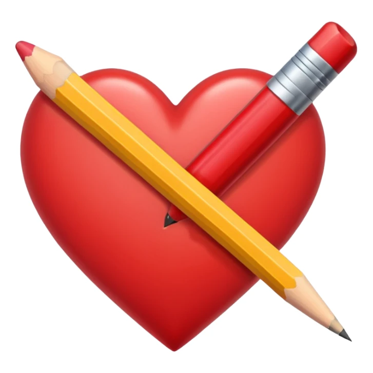 heart with a pencil motif sticker