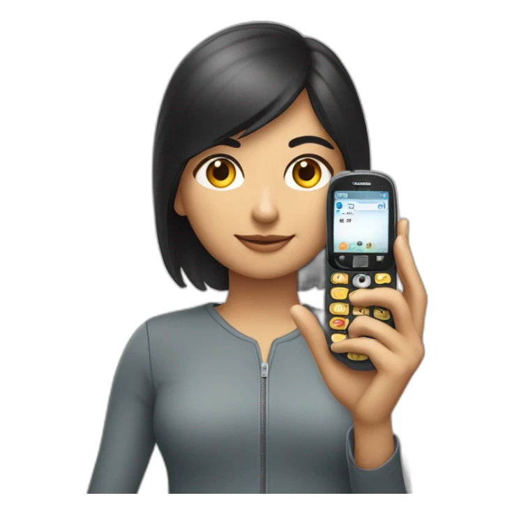 Morena con telefono motorola con numero en la mano sticker