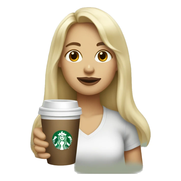 blonde girl with bangs drinking starbucks coffee sticker