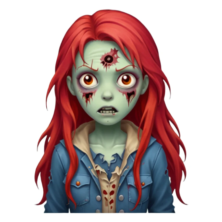 garota zumbi assustadora com o cabelo vermelho longo sticker