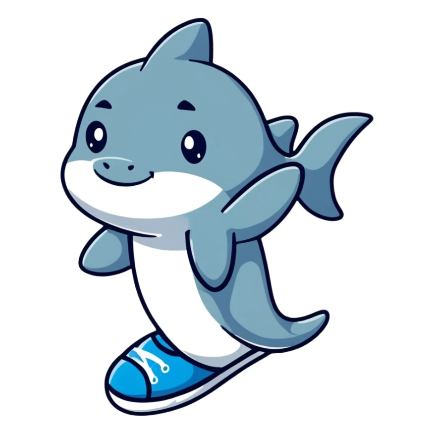 cute little shark wearing blue shoes sticker