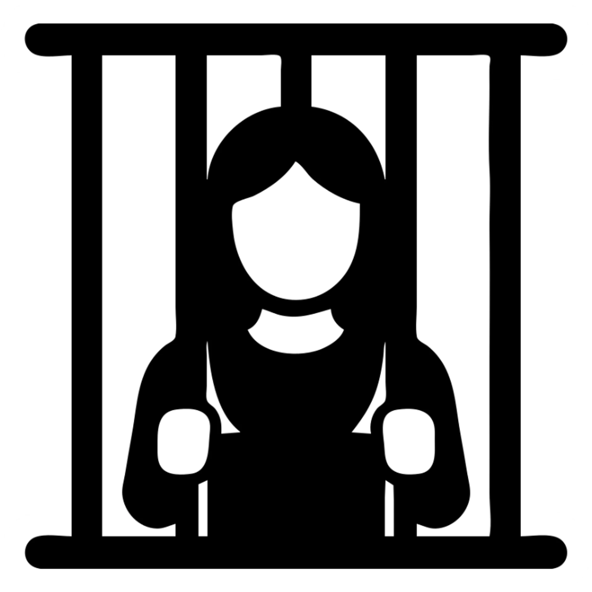 golden girl with long hair trapped in jail, solid filled icon sticker