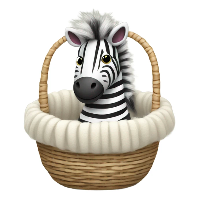 Cozy zebra in basket of soft wool sticker