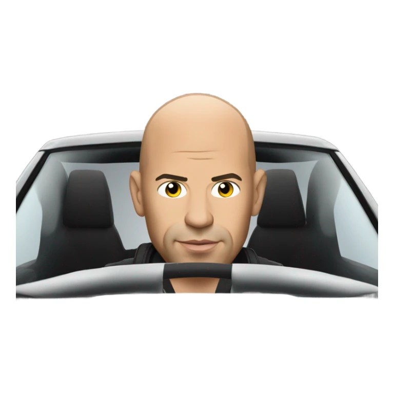 Vin Diesel in profile driving a car sticker