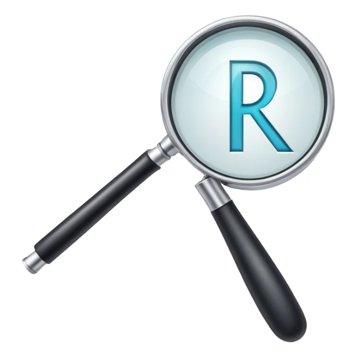 A "R" letter made its a part by magnifier sticker