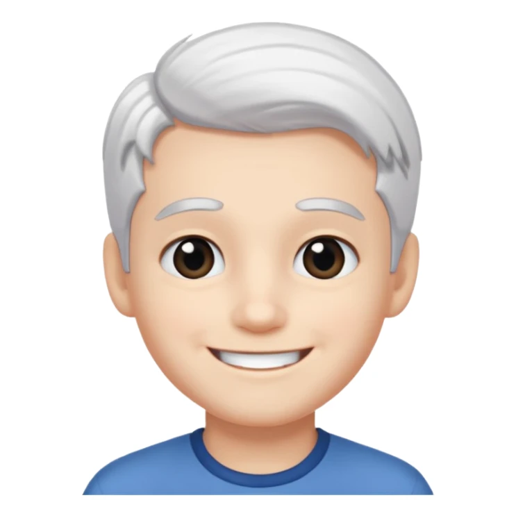 pure white hair,black eyebrow,cute Boy, smile face sticker