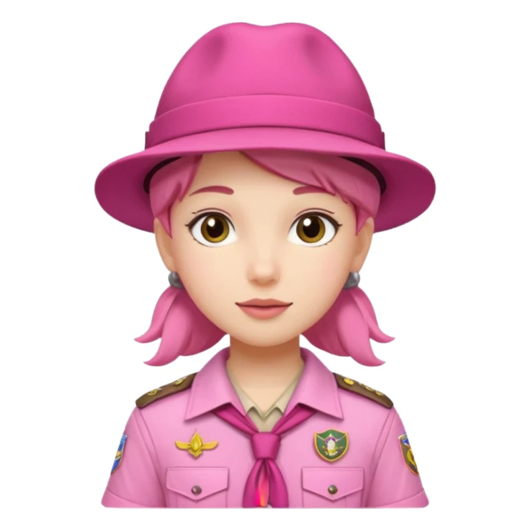 scout bpy with very pink scout uniform including hat sticker