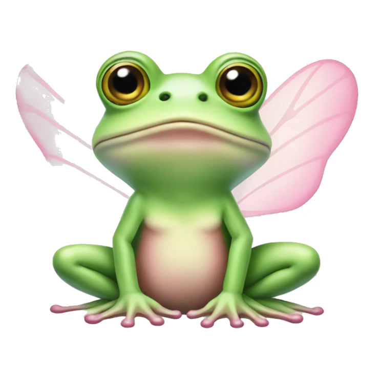 Light green Fairy frog with light pink wings sticker