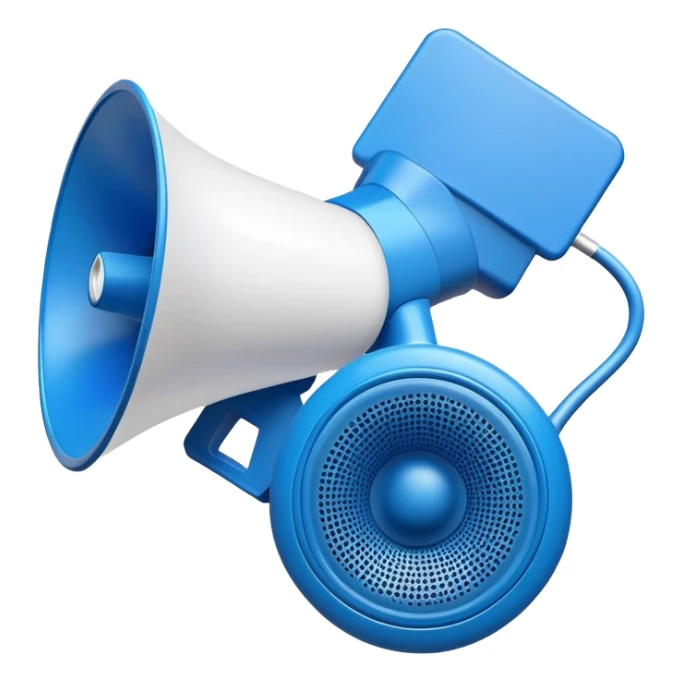 blue loudspeaker in the air without stand sticker