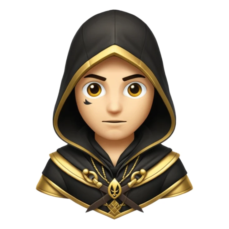 Assassin creend emoji in gold and black shaddow  sticker