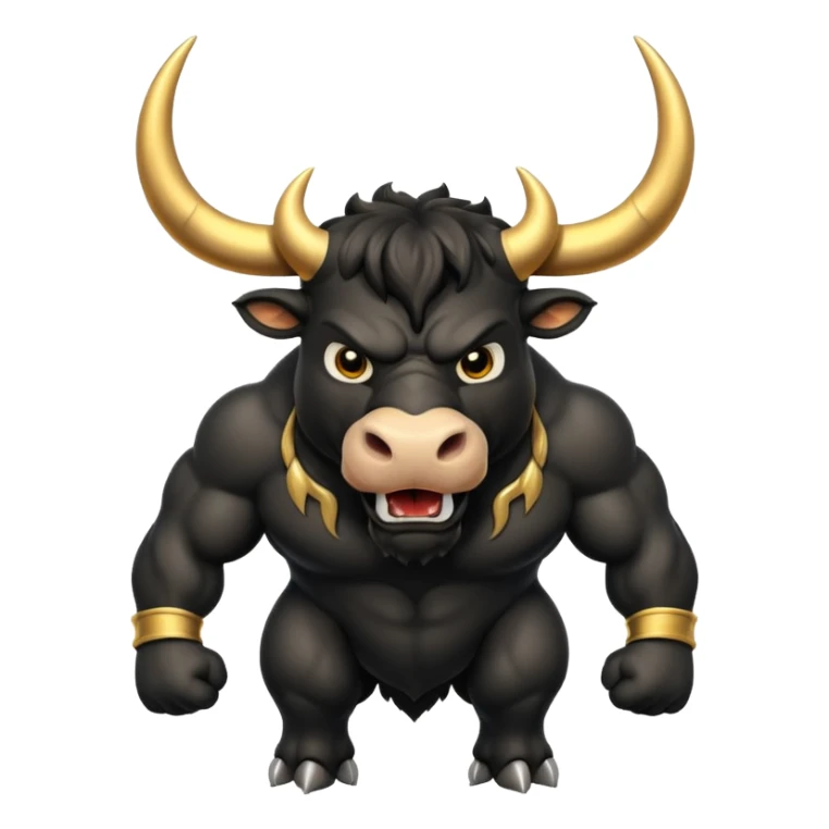 black angry powerful bull with golden horns emoji sticker