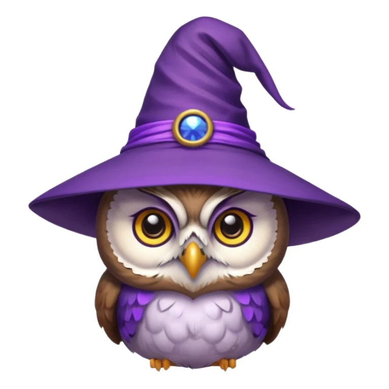 owl wear purple wicth hat sticker