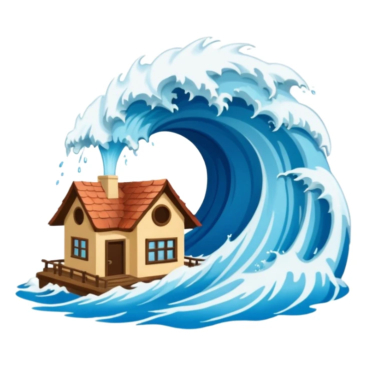 TSUNAMI DESTRUYENDO UNA CASA sticker