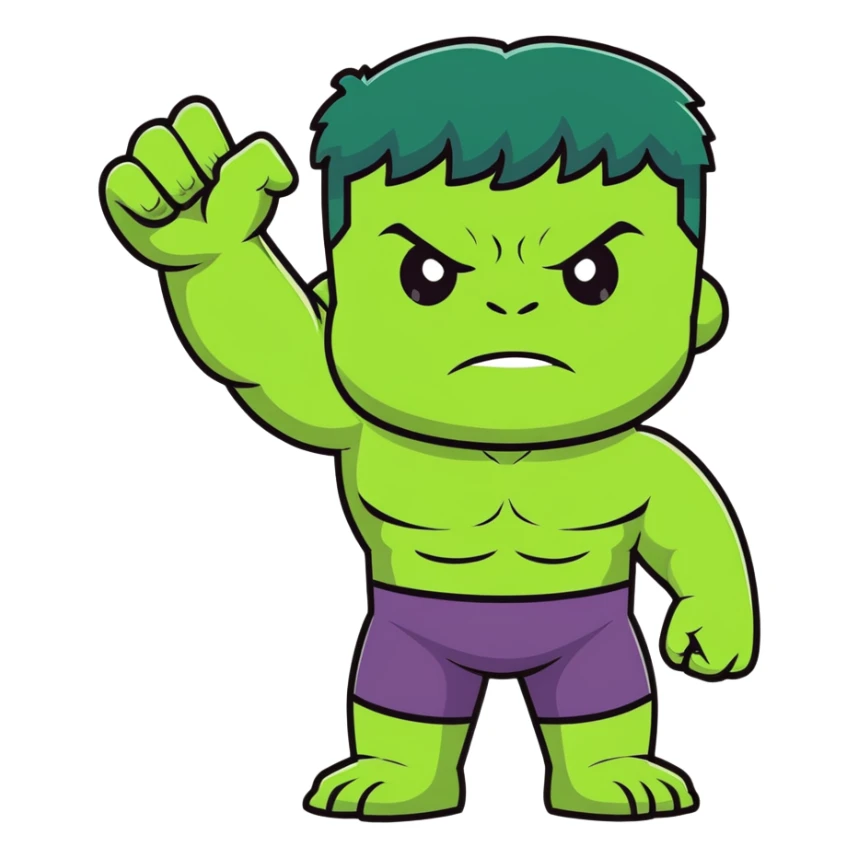 happy hulk superhero waving for kids sticker