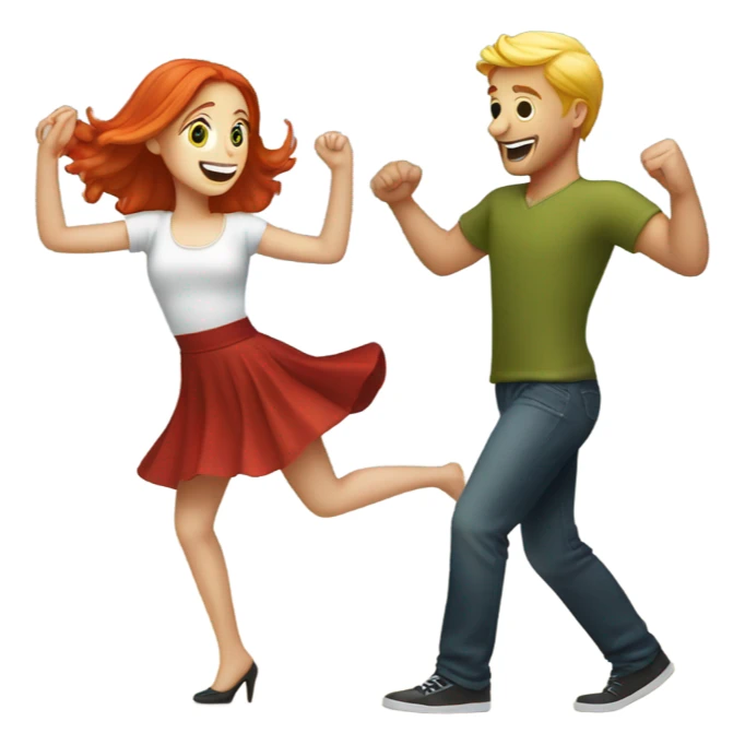 a red hair girl dancing with a blonde guy sticker