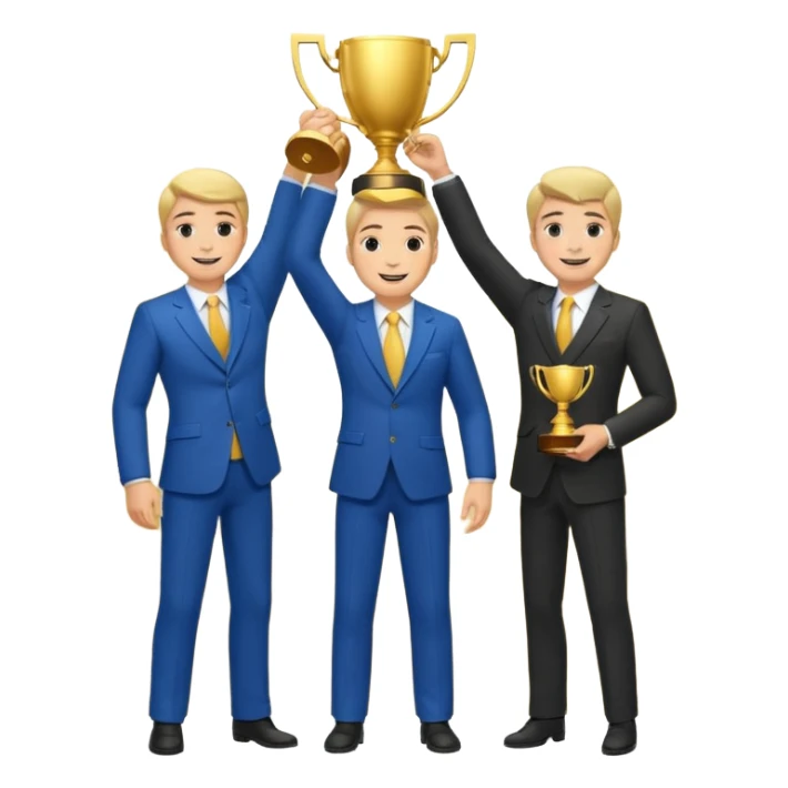 winner ceremony with one guy handing another guy a trophy sticker