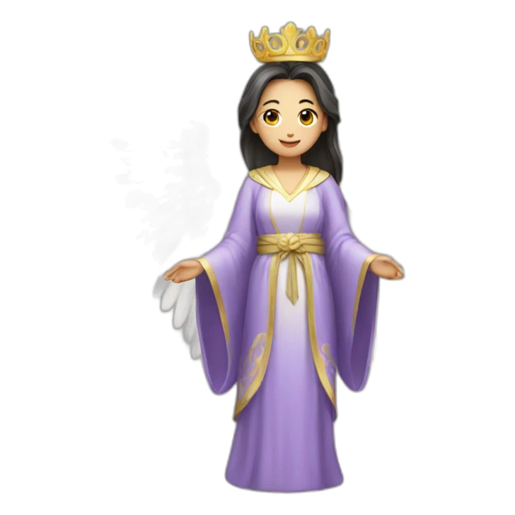 Female Asian angel with a crown, wings and robe sticker