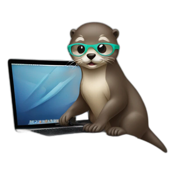 female vet otter with glasses use a macbook sticker