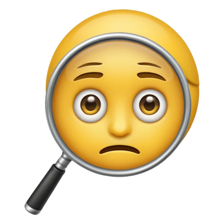 serious emoji with magnifying glass and black background sticker