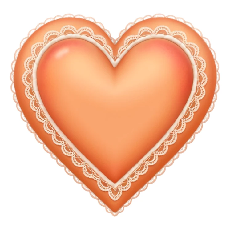 cute peach colored heart with lace trimming sticker