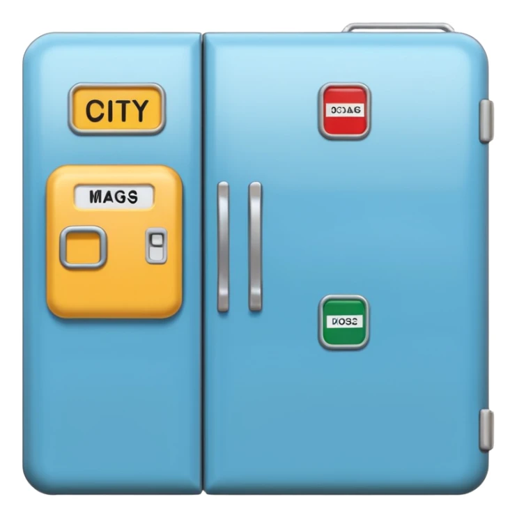 fridge with city magnets sticker
