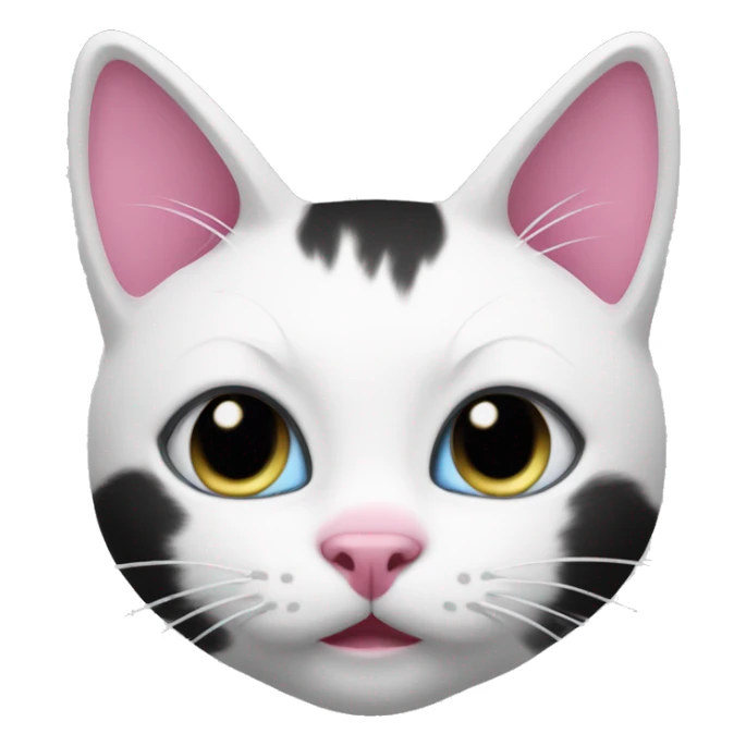 White and black cat with pink nose sticker