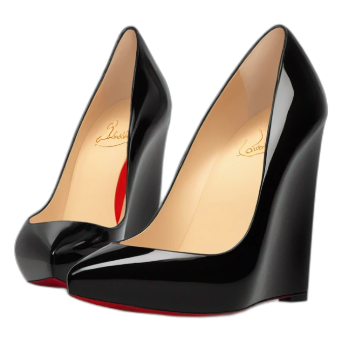One WEDGE heel LOUBOUTIN black leather PATENT sticker