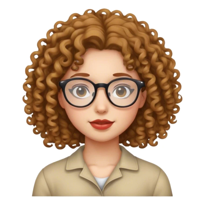 A girl with curly hair and glasses  sticker