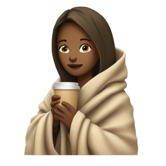 Girl drinking coffee, wrapped in a cozy blanket sticker