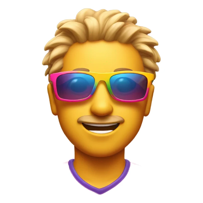 sporty sun, with sporty sunglasses, 80s style sticker