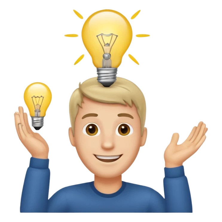 white man with light bulb over head, came up with idea sticker