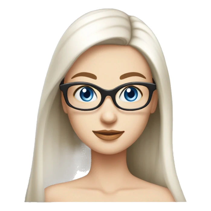 Femme vielle cheveux lisse long blanc lunette, blue eyes  sticker