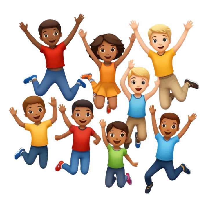 group of children jumping in the air, fun and lively sticker