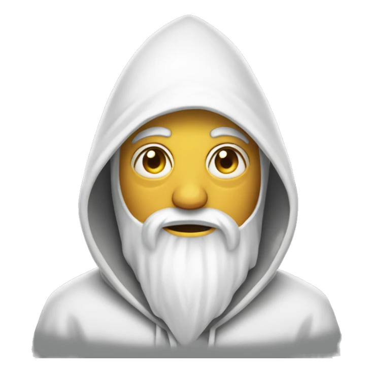 Wizard in white pointed hoodie with face covered and eye holes sticker