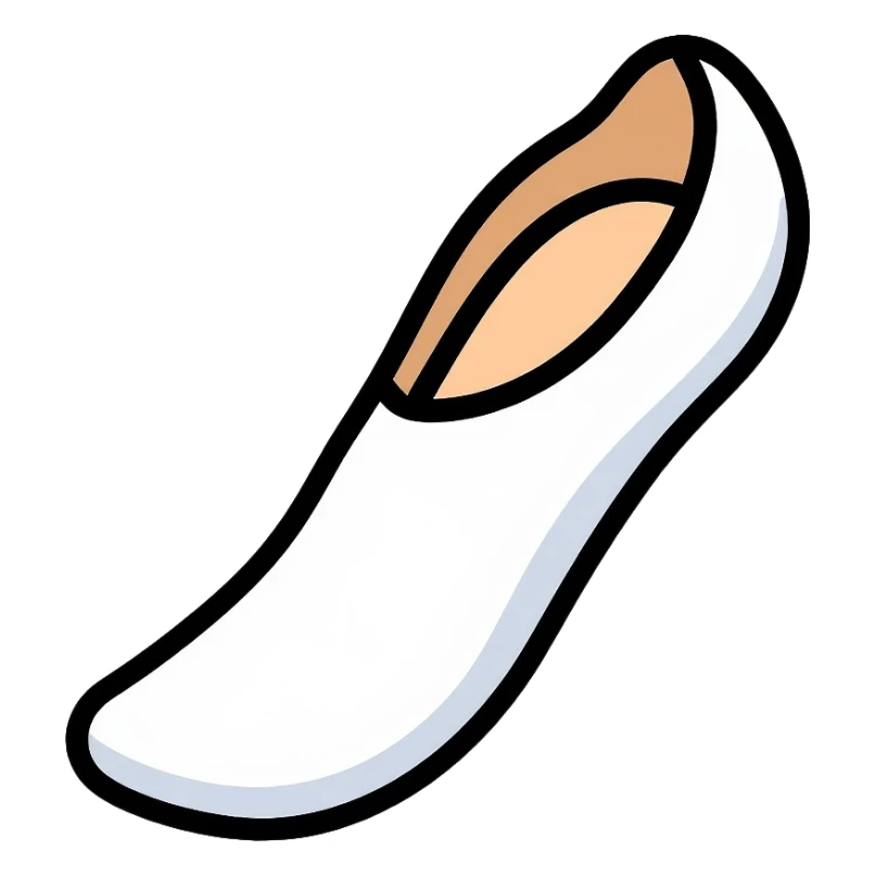 white sock cut open showing the inside insole texture from bottom view sticker