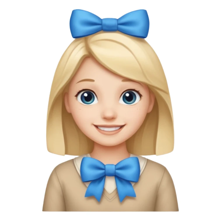 girl tied with blue bow sticker