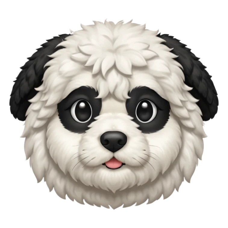 black and white cockapoo - give him a white chest, black ears, black top of the head, black fur covering his eyes, but then a white snout and a white patch of fur on his forehead  sticker