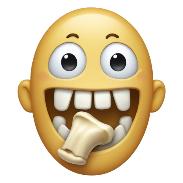 Smiling and drooling with a bone in mouth sticker